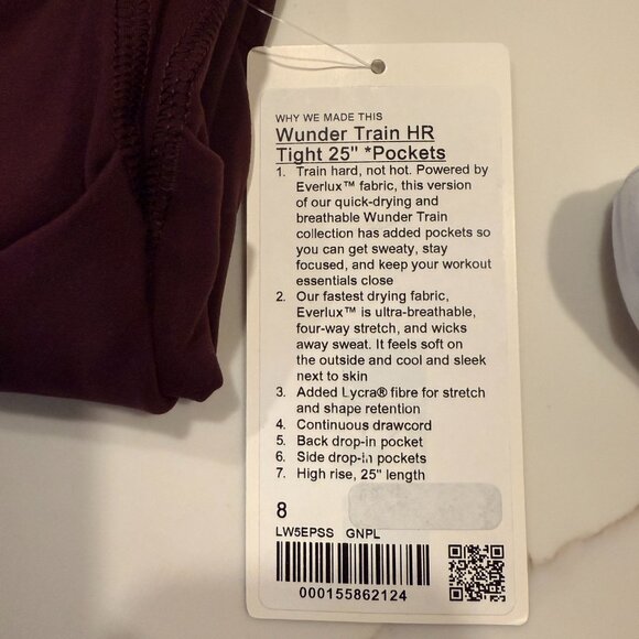 Lululemon Wunder Train High-Rise Tight w/ Pockets 25" NWT - Picture 3 of 3